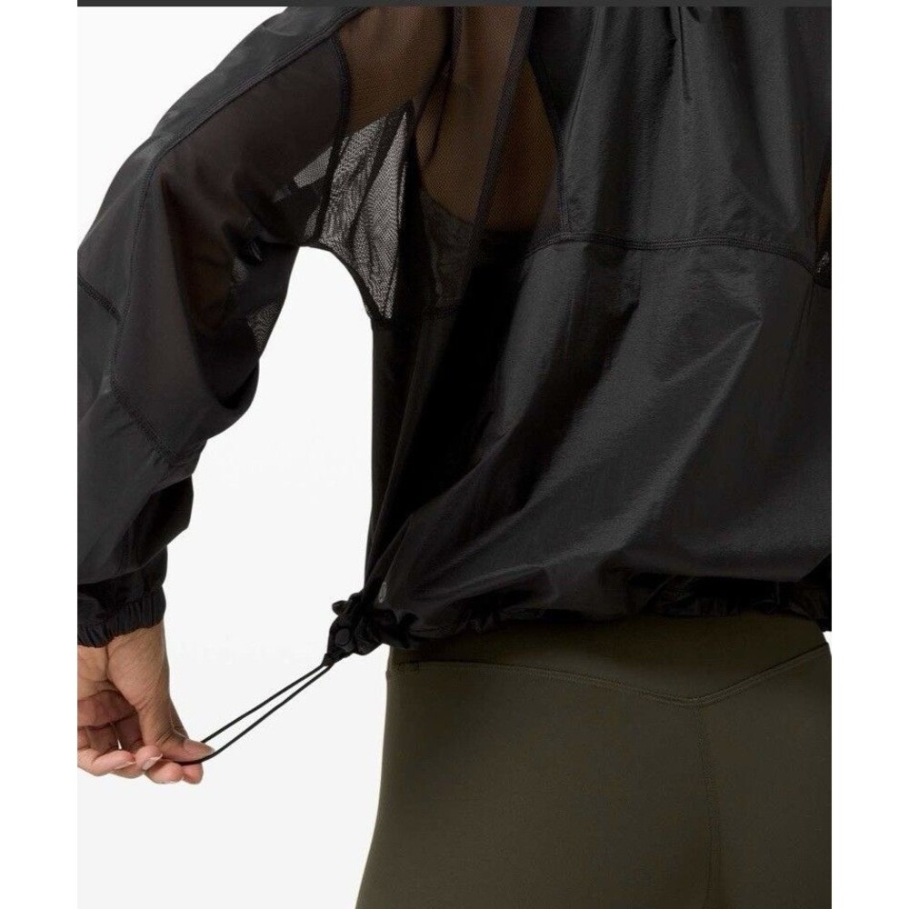 Lululemon With the Breeze Jacket 6 Black Mesh Glyde Windbreaker Cinch Hem - Picture 14 of 14